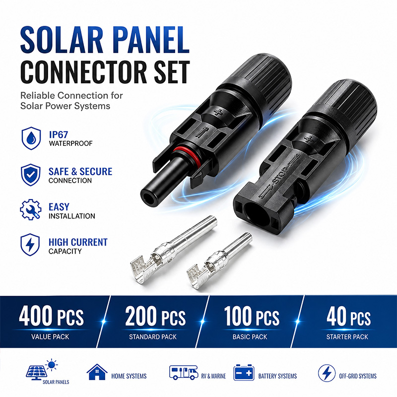 Solar Cable Mc4 Connector - 600/400/200/100/40/20 PCS 태양광 패널 커넥터 키트